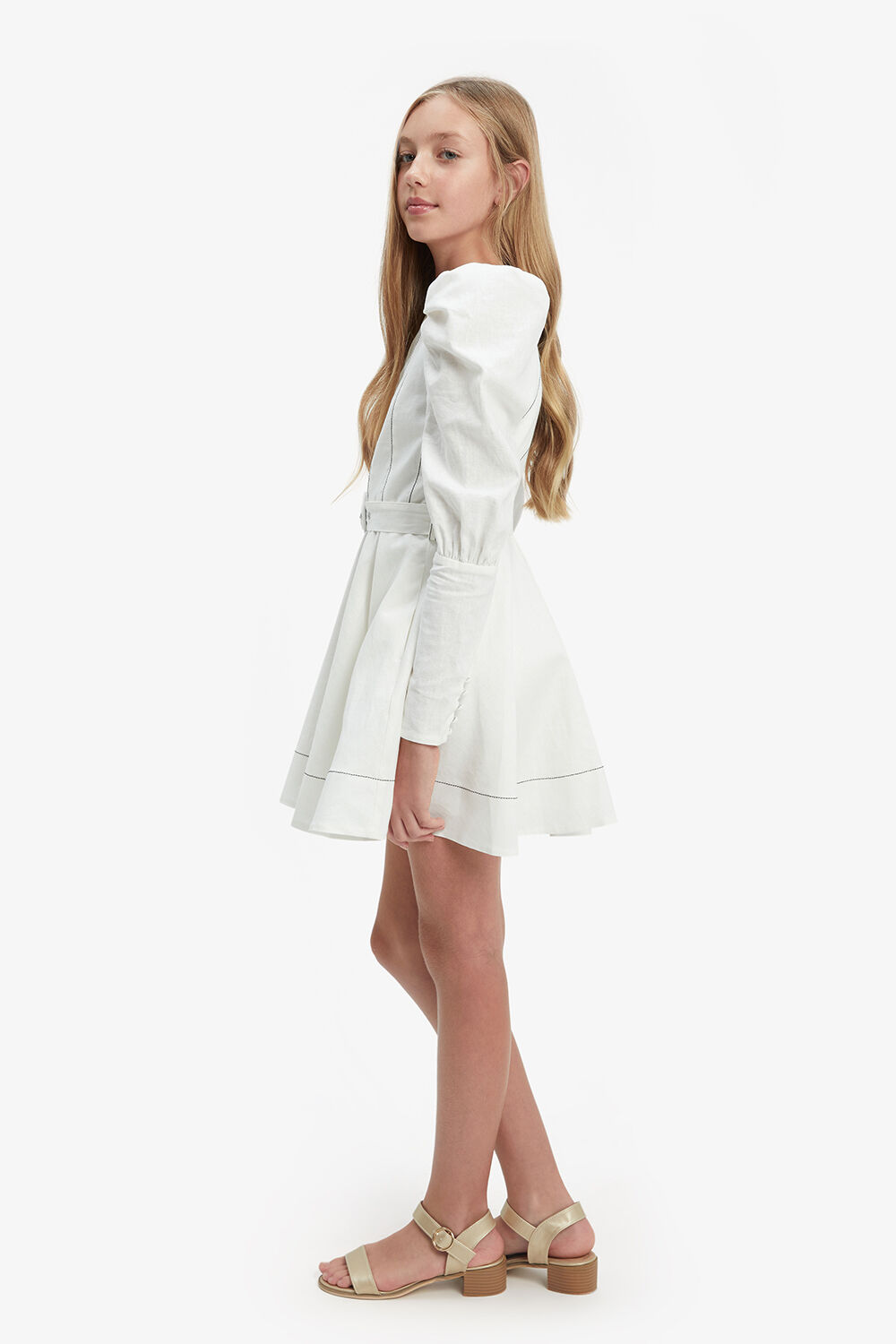 ZETA PUFF SLEEVE DRESS in colour BRIGHT WHITE